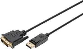 DisplayPort / DVI csatlakozókábel, 1x DisplayPort dugó - 1x DVI dugó, 1,8 m, fekete, Digitus