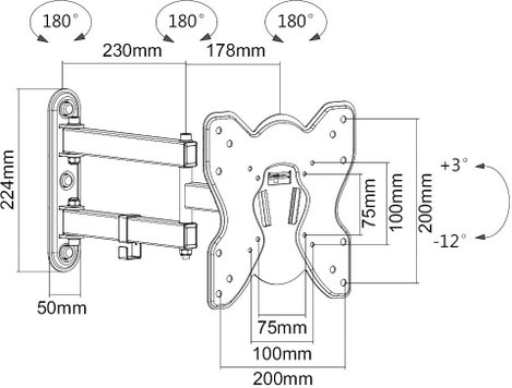 TV tartó fali konzol 58,4 - 107 cm 23 - 42 ezüst/fekete, Speaka Professional 9. kép