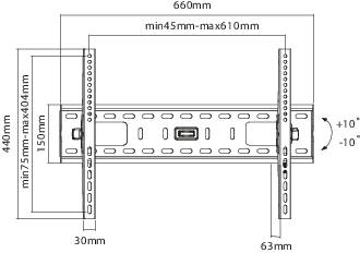 Dönthető TV tartó fali konzol 81 - 152 cm 32 - 60 75 kg SpeaKa Professional 629571 10. kép