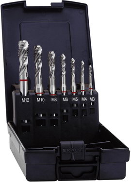 Gépi menetfúró készlet 7 részes HSS-E M3, M4, M5, M6, M8, M10, M12 menethez Exact 43694