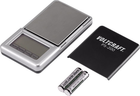 VOLTCRAFT VC-8912595 PS-200 Zsebmérleg Mérési tartomány (max.) 200 g Leolvashatóság 0.01 g Elemekről 2. kép