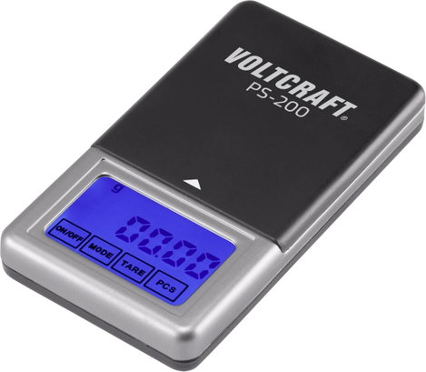 VOLTCRAFT VC-8912595 PS-200 Zsebmérleg Mérési tartomány (max.) 200 g Leolvashatóság 0.01 g Elemekről 7. kép