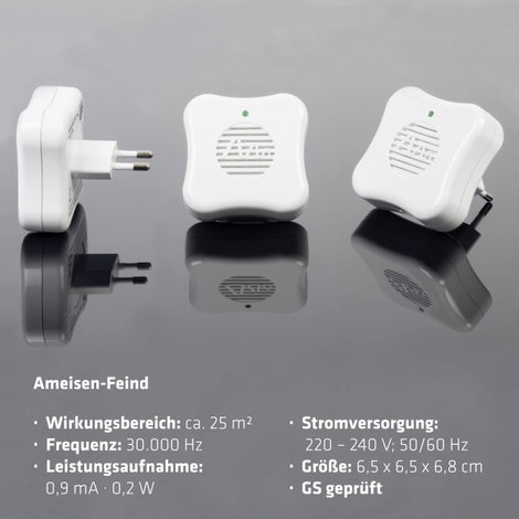Ultrahangos hangyariasztó 65 x 65 x 68 mm fehér Gardigo Ant-repeller 66988 6. kép