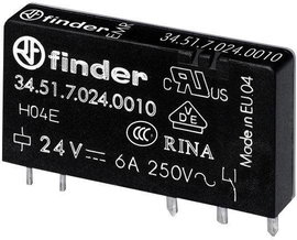 Finder 34.51.7.024.0310 Nyák relé 24 V/DC 6 A 1 záró 1 db