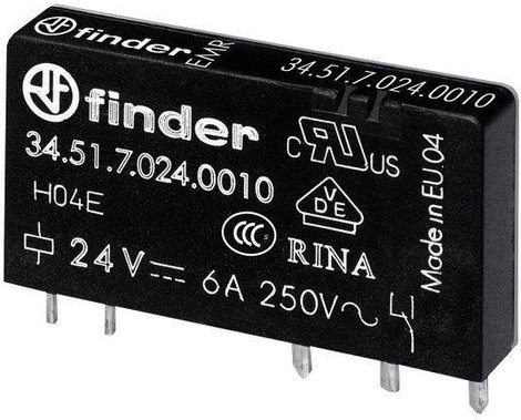 Finder 34.51.7.024.0310 Nyák relé 24 V/DC 6 A 1 záró 1 db