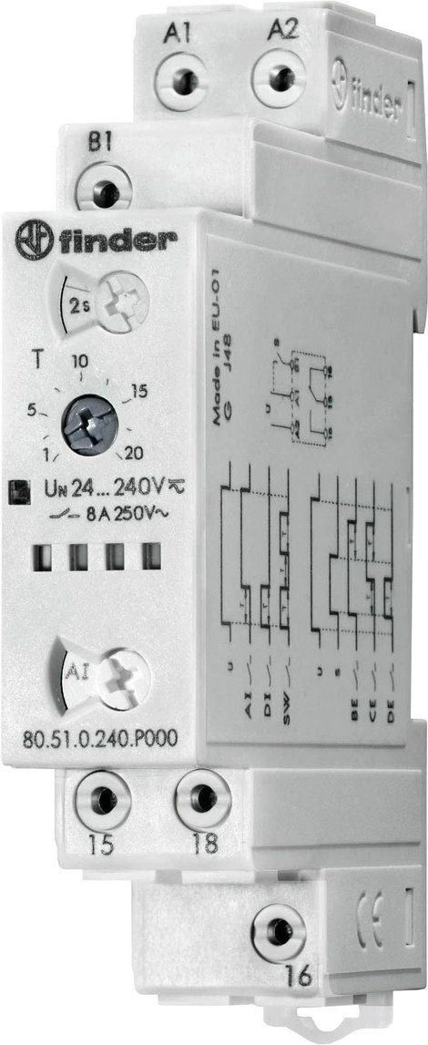 Finder 80.51.0.240.P000 80.51.0.240.P000 Időrelé Multifunkció 1 db Időtartomány: 0.1 mp - 24 óra 1 v