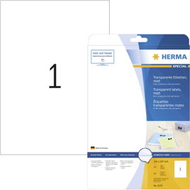 Herma 4375 Fólia címkék 210 x 297 mm Poliészter fólia Átlátszó 25 db Véglegesen tapadó Színes lézern