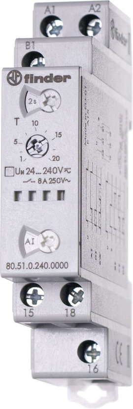 Finder 80.51.0.240.0000 80.51.0.240.0000 Időrelé Multifunkció 1 db Időtartomány: 0.1 mp - 24 óra 1 v