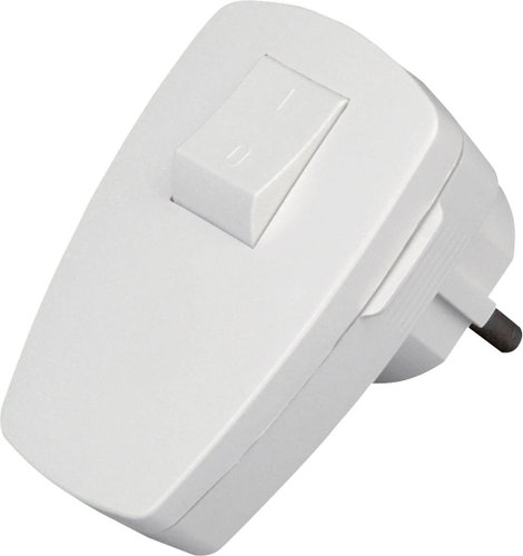 Szerelhető hálózati dugó kapcsolóval, műanyag, 230 V, fehér, IP20, Kopp 170402006