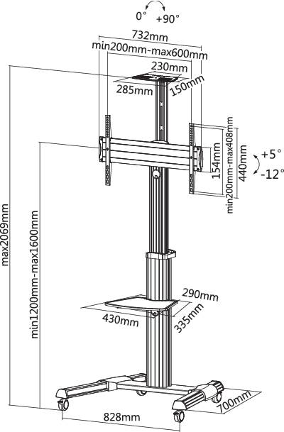 TV kocsi 94 - 177,8 cm (37-70), SpeaKa Professional PREM-LINE XL FS10S-46T 10. kép