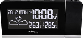 Rádiójel vezérelt kivetítős óra, fekete, Techno Line WT 539