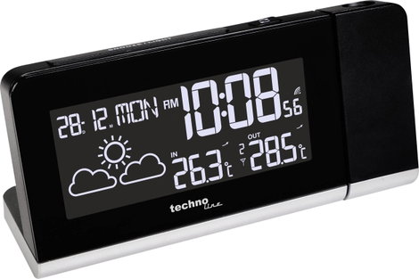 Rádiójel vezérelt kivetítős óra, fekete, Techno Line WT 539 2. kép