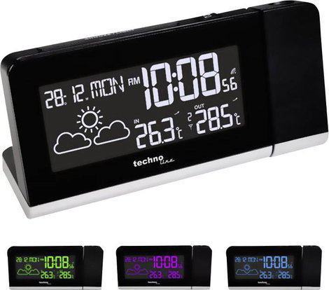 Rádiójel vezérelt kivetítős óra, fekete, Techno Line WT 539 4. kép