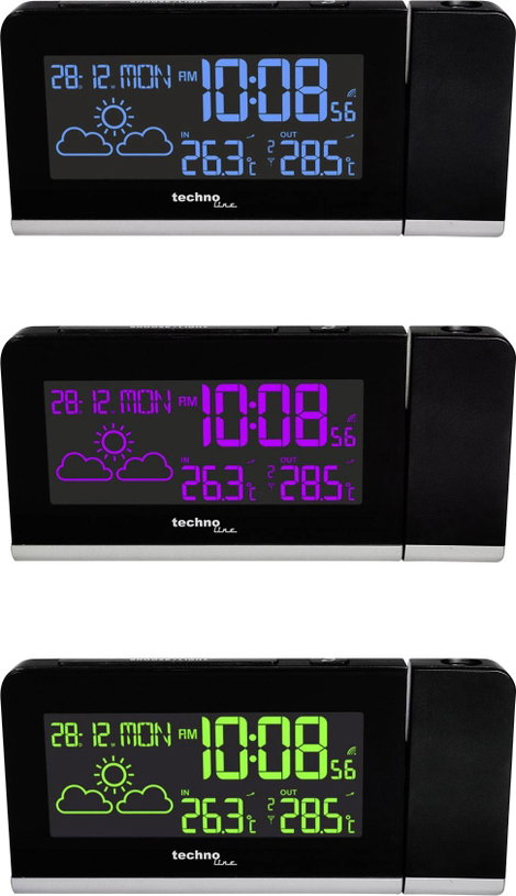 Rádiójel vezérelt kivetítős óra, fekete, Techno Line WT 539 5. kép