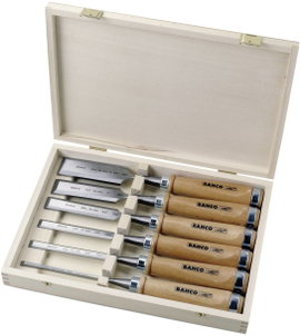 Favéső készlet fadobozban, 6 részes, 6, 10, 12, 18, 25, 32 mm, Bahco 425-083