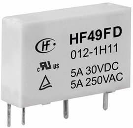 Hálózati relé 12 V/DC 1 záró, 5 A 30 V/DC/ 250 V/AC 1250 VA/150 W, Hongfa HF49FD/012-1H12F