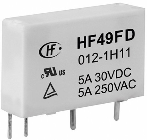Hálózati relé 12 V/DC 1 záró, 5 A 30 V/DC/ 250 V/AC 1250 VA/150 W, Hongfa HF49FD/012-1H12F
