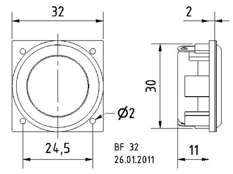 Visaton BF 32 - 8 Ohm 1.3 coll 3.2 cm Szélessávú hangszóró 2 W 8 Ω Ezüst 3. kép