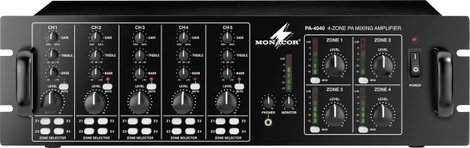 Monacor PA-4040 ELA erősítő 40 W 4 zóna