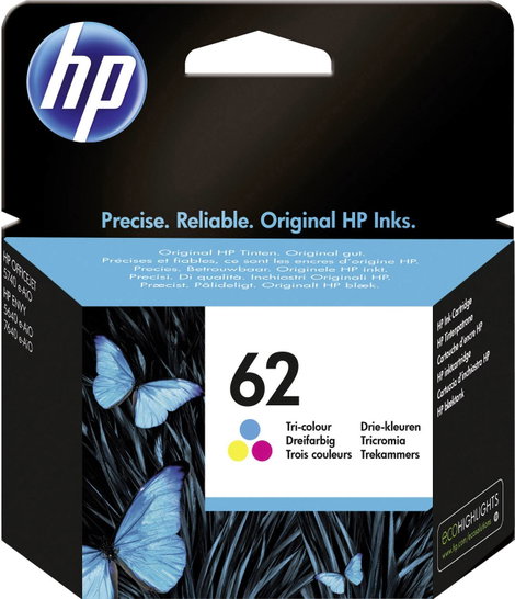 HP Tinta 62 Eredeti Cián, Bíbor, Sárga C2P06AE