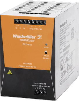 Weidmüller PRO MAX 480W 48V 10A Kalapsínes tápegység 48 V/DC 10 A 480 W Tartalom, tartalmi egységek 