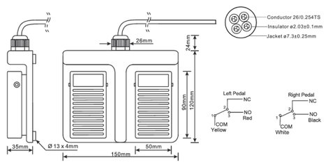 TRU COMPONENTS Lábkapcsoló 250 V/AC 16 A 2 pedál 2 nitó, 2 záró 1 db 2. kép