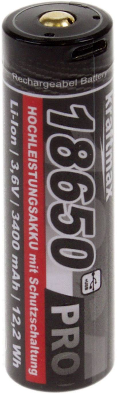 kraftmax Pro USB Speciális akku 18650 Lítiumion 3.6 V 3400 mAh 2. kép