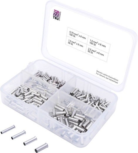 TRU COMPONENTS T1903C022 Érvéghüvely készlet 0.75 mm², 1 mm², 1.5 mm², 2.5 mm² Szigetelés nélkül Ezü