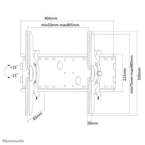 Neomounts PLASMA-W200 TV fali tartó 94,0 cm (37) - 215,9 cm (85) Dönthető 7. kép