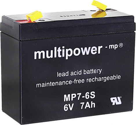 multipower MP7-6S Ólomakku 6 V 7 Ah Ólom-vlies (AGM) (Sz x Ma x Mé) 116 x 99 x 50 mm 4,8 mm-es lapos