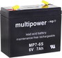 multipower MP7-6S Ólomakku 6 V 7 Ah Ólom-vlies (AGM) (Sz x Ma x Mé) 116 x 99 x 50 mm 4,8 mm-es lapos bélyegkép