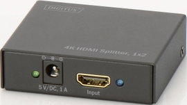 Digitus DS-46304 2 port HDMI elosztó 3D lejátszás lehetséges, Fém ház 4096 x 2160 pixel Fekete