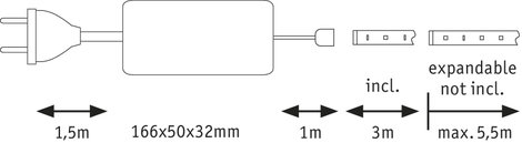 Paulmann MaxLED 1000 70669 LED csík alap készlet Dugóval 24 V 3 m Nappalifény fehér 1 db 7. kép