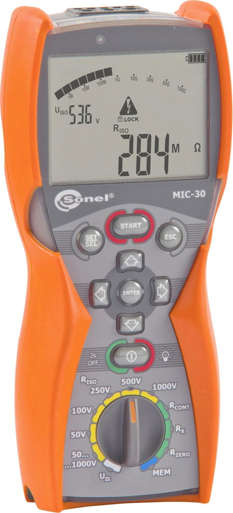 Szigetelésmérő műszer Sonel MIC-30 50 V, 100 V, 250 V, 500 V, 1000 V 100 GΩ Kalibrált ISO 2. kép