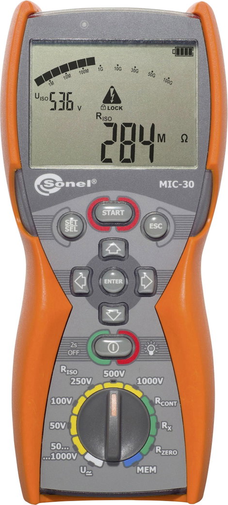 Szigetelésmérő műszer Sonel MIC-30 50 V, 100 V, 250 V, 500 V, 1000 V 100 GΩ Kalibrált ISO 3. kép