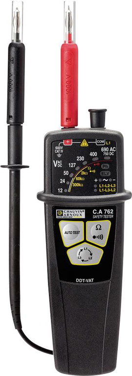 Chauvin Arnoux CA 762 IP2X Kétpólusú feszültségvizsgáló CAT IV 600 V LED, Akusztikus Gyári standard 