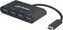 Manhattan 162746 4 port USB 3.2 hub USB-C dugóval Fekete bélyegkép