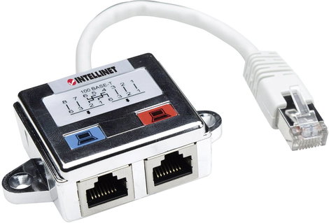 Intellinet RJ45 Hálózat Átalakító CAT 5 [1x RJ45 dugó - 2x RJ45 alj] Ezüst, Fehér 2. kép