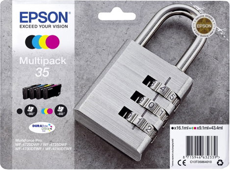 Epson Tinta kombicsomag T3586, 35 Eredeti Fekete, Cián, Bíbor, Sárga C13T35864010