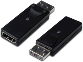 Digitus DB-340602-000-S Kijelző csatlakozó / HDMI Átalakító [1x DisplayPort dugó - 1x HDMI alj] Feke
