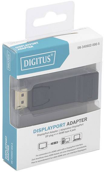 Digitus DB-340602-000-S Kijelző csatlakozó / HDMI Átalakító [1x DisplayPort dugó - 1x HDMI alj] Feke 2. kép