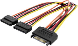Számítógép, Áram Kábel [2x SATA tápcsatlakozó alj, 15 pólusú - 1x SATA tápcsatlakozó dugó, 15 pólusú