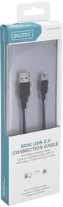 Digitus USB kábel USB 2.0 USB-A dugó, USB mini B dugó 1.00 m Fekete Kerek, Kettős árnyékolás DB-3001 2. bélyegkép