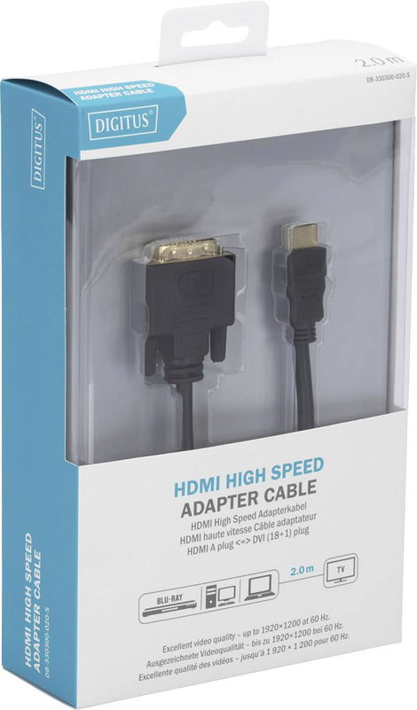 Digitus HDMI / DVI Átalakító kábel HDMI-A dugó, DVI-D 18+1 pólusú Csatlakozódugó 2.00 m Fekete DB-33 2. kép