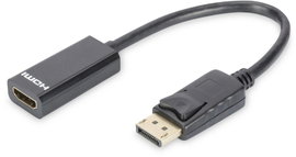 Digitus DB-340400-001-S Kijelző csatlakozó / HDMI Átalakító [1x DisplayPort dugó - 1x HDMI alj] Feke