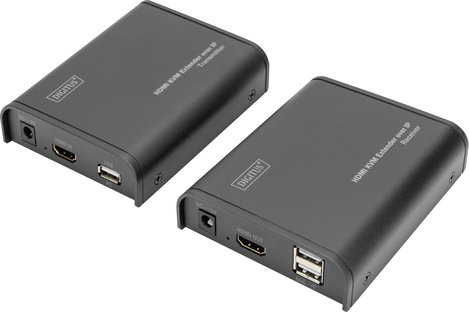 HDMI/USB extender, jelhosszabbító RJ45 hálózati kábelen keresztül, Digitus DS-55202