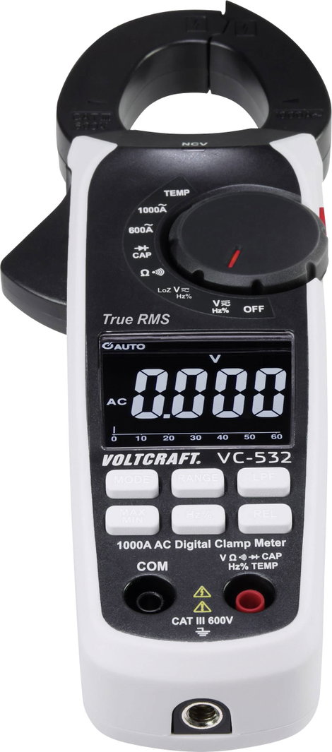 Digitális lakatfogó multiméter CAT II 600 V 6000 digit, Voltcraft VC-532 4. kép