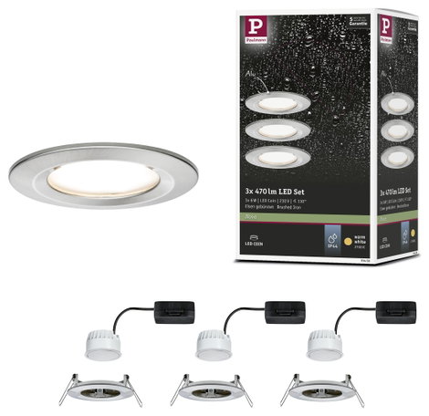 Fürdőszobai beépíthető lámpa 3 részes készlet LED LED 19.5 W IP44 Paulmann Nova Nemesacél (matt) 5. kép