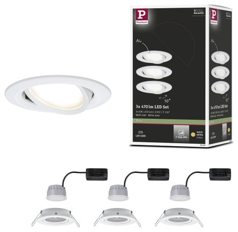 Fürdőszobai beépíthető lámpa 3 részes készlet LED LED 19.5 W IP44 Paulmann Nova Nemesacél (matt) 6. kép