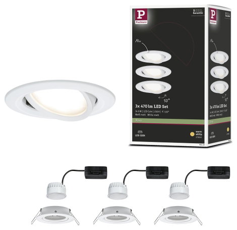 Beépíthető LED-es lámpa készlet, 3 részes, 19,5 W, fehér, Paulmann 93449 Nova 5. kép